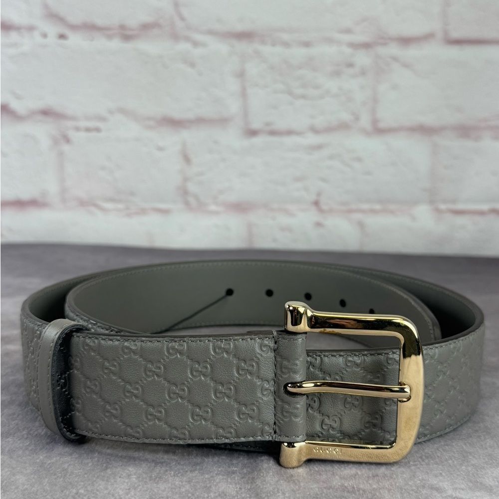 Gucci Microguccissima Embossed Gray Leather Belt 281548 100/40 - Picture 6 of 12